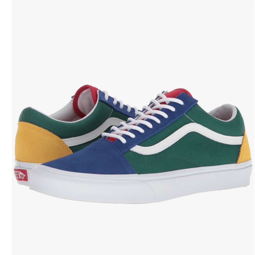 Vans Blue and Green Sneakers with Classic Skate Design